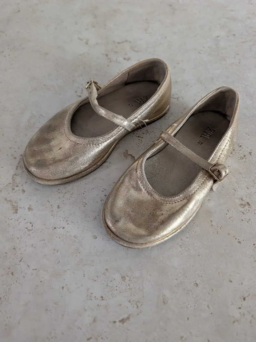 Zara Metallic Mary Jane's - Girl's Size 27